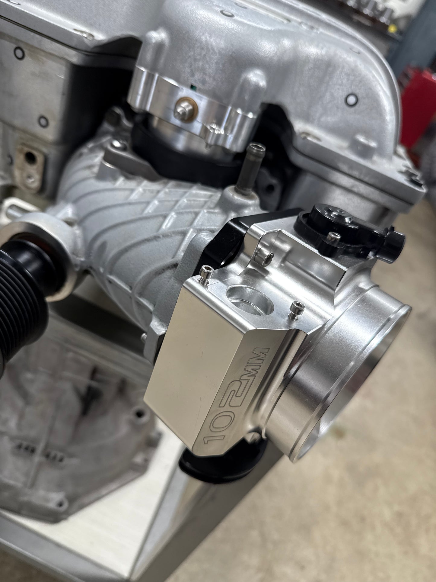 Fabworkz - GM Throttle Body to Hellcat Supercharger Adapter Flange - Installed